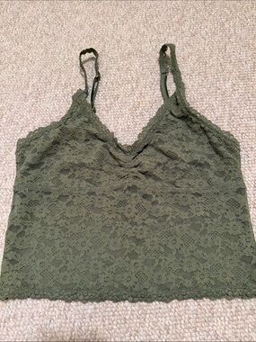 aerie Olive Green Lace V-Neck Camisole